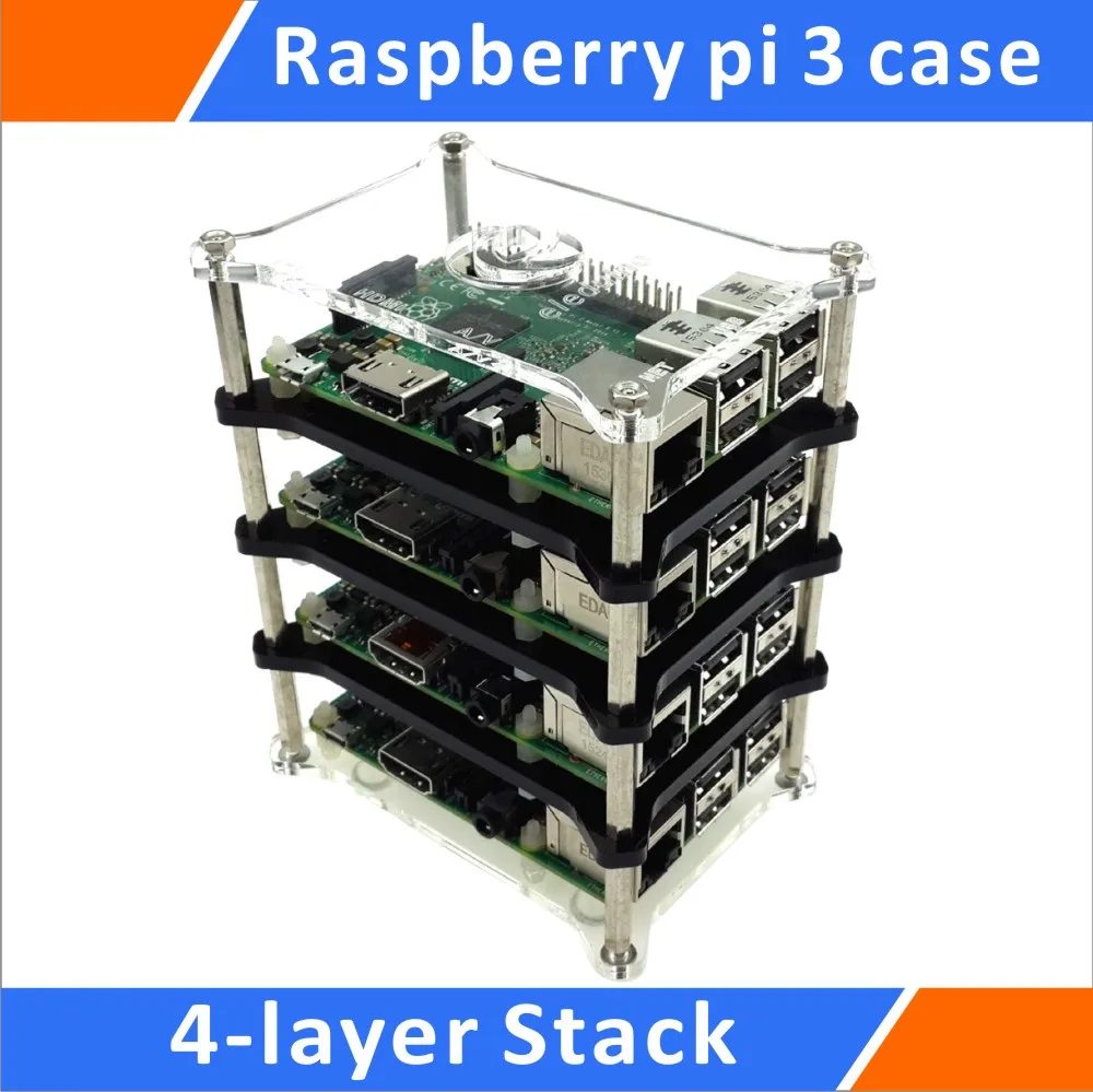 Raspberry Pi 3 Model B 4 слойный прозрачный чехол с поддержкой 2B/B +/B/A +|pi a|pi 3pi model b |
