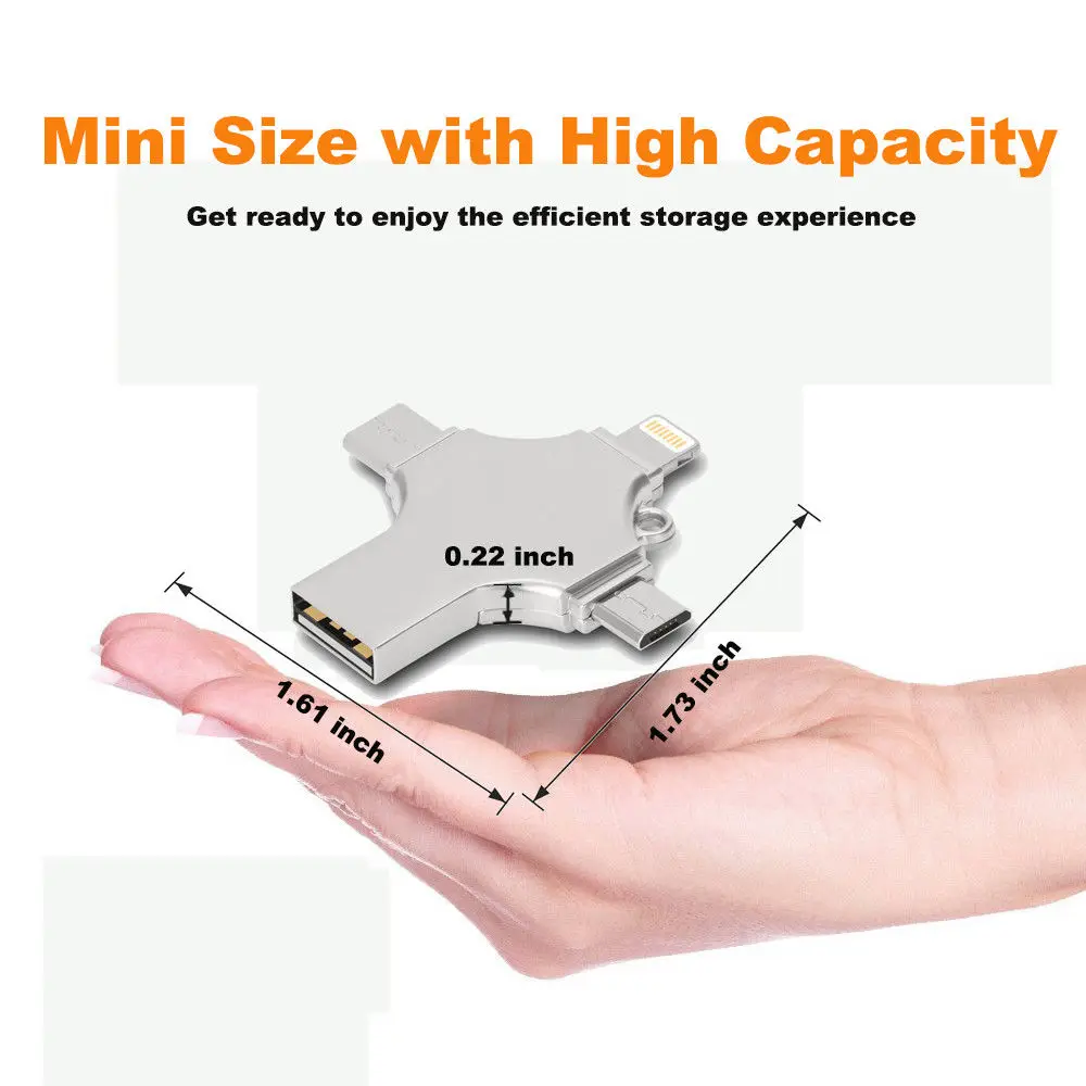 Cross 4 in 1 Type C Pendrive USB Flash Drive Memory Stick For iPhone PC 128GB 256GB
