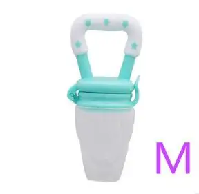 Light blue M Пищевая сумка для укуса Соска-пустышка для фруктового растительного кормления, детские пищевые добавки, тренажер, Детская соска, укусы, товары для кормления, пустышки - Цвет: Light blue M