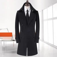 mens clothing plus size spring and autumn long trench coats mens design new arrival black double breasted coat men outerwear