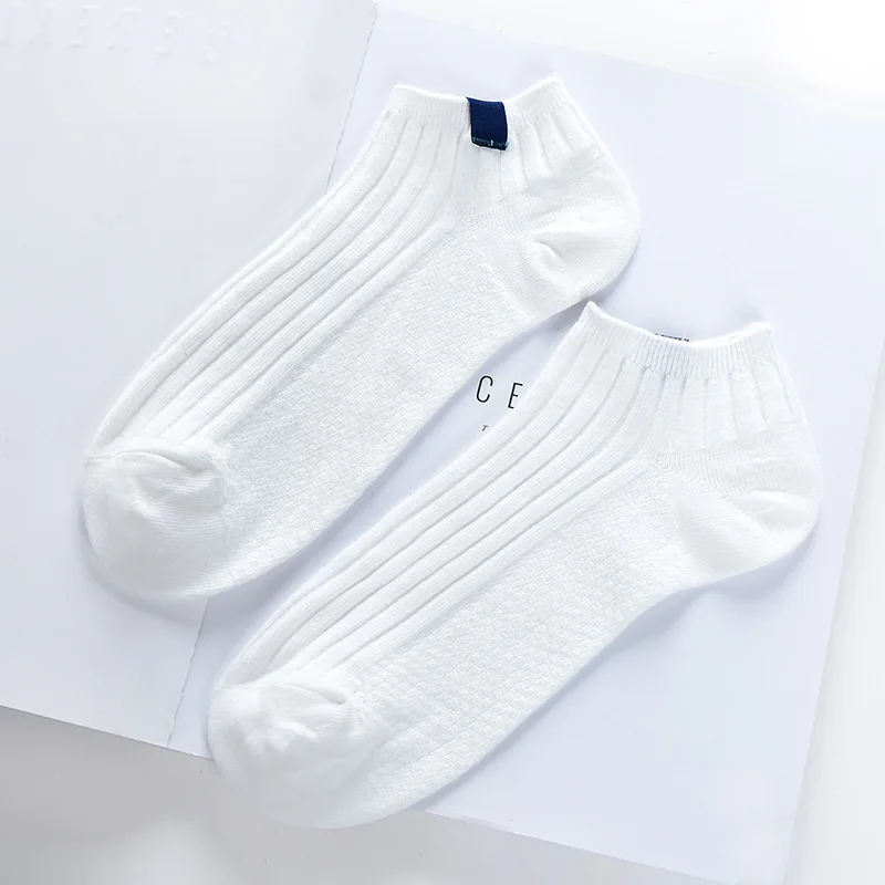 Мужские короткие носки, хлопковые низкие, носки-лодочки, wo мужские - Цвет: white