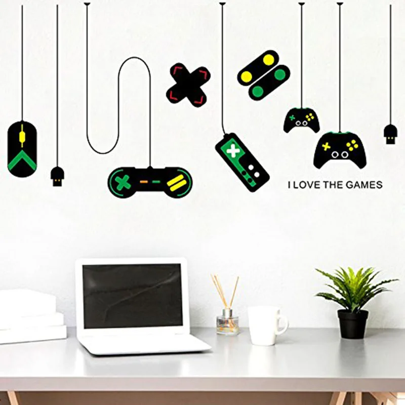 Diy Наклейка на стену для геймера Стикеры с надписью I Love игр игровой пульт