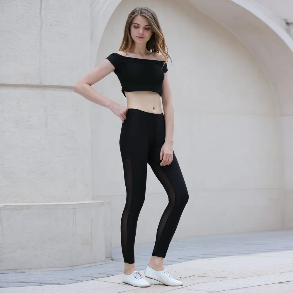 Женский костюм VESTLINDA с коротким рукавом эластичной талией прозрачные леггинсы| |