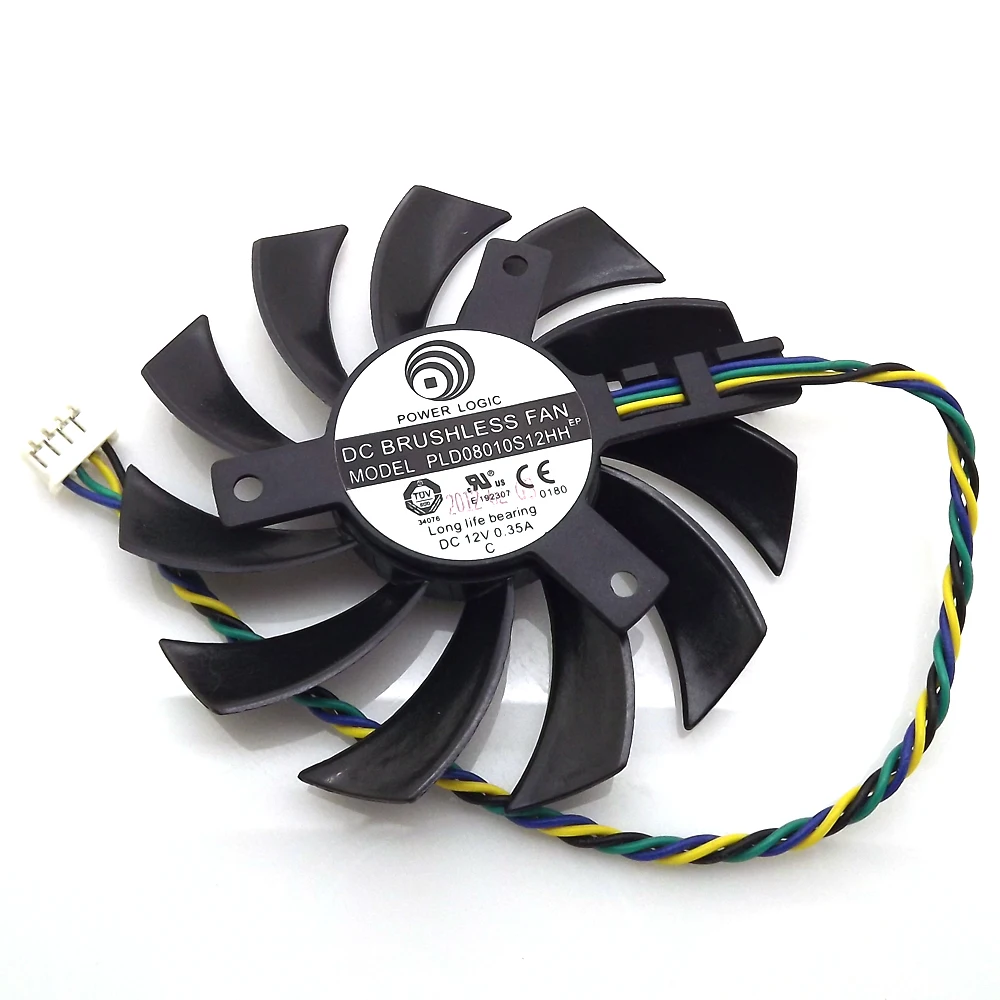 Бесплатная доставка PLD08010S12HH 12 В 0 35 а 75 мм 4 контакта для видеокарты MSI R6750 HD6750 DDR5.DX11