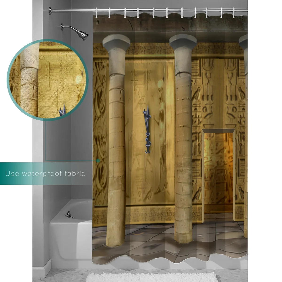 Art Store Egyptian Background Shower Curtain Bath Sets With Rugs 2 Piece Bathroom Set Shower Curtain Sets Fabric Modern Inside