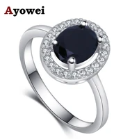ayowei black high end oval 925 silver zircon ring fashion exquisite gift jr2180a