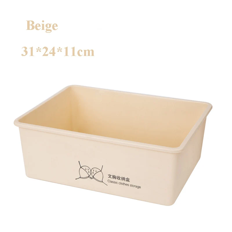 Beige for bra Плотная полипропиленовая коробка для хранения большого нижнего белья пластиковая коробка Organizadores De Gavetas коробка для сортировки бюстгальтера чехол для хранения бюстгальтера носки - Цвет: Beige for bra