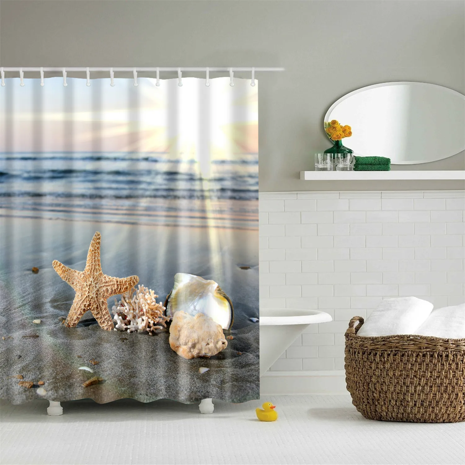 TZ170317 Seashell пляжная Ванна занавес 180x200 см Большая водонепроницаемая полиэфирная занавеска для душа 3D затемненная шторка для ванной занавеска - Цвет: TZ170317