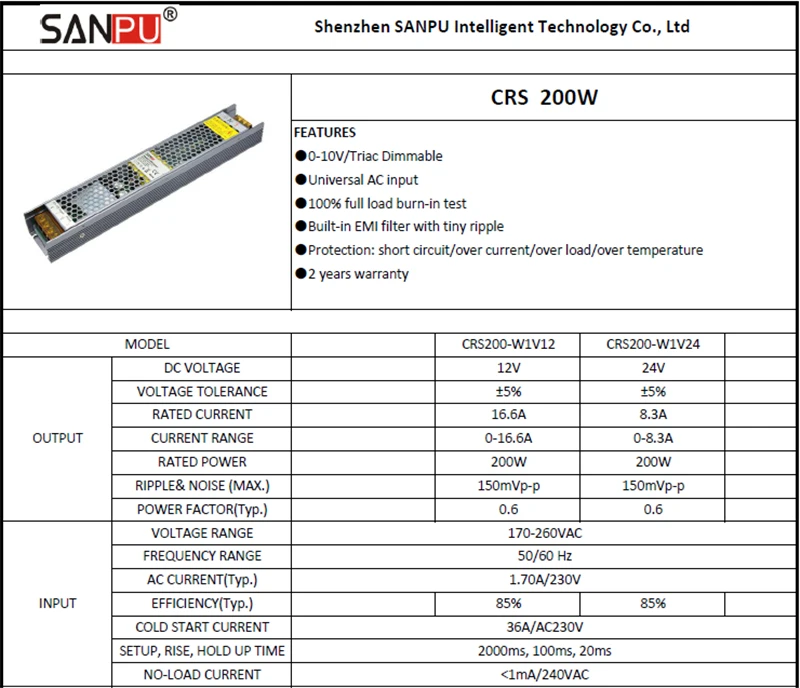 SANPU затемнения светодиодный драйвер 200W 24V 8A Triac 0-10В 2in1 затемнения 24VDC переключатель режима Питание 220V 240V AC-DC 24 вольт трансформатор