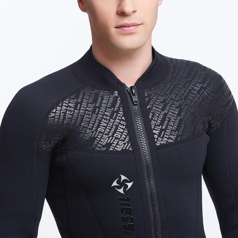 Неопреновая куртка 3 мм топ для Гидрокостюма Черная передняя молния мужчин с