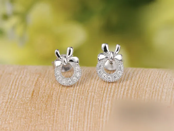 Earrings with Stones Silver Jewelry 2016 Gift Girlfriend Topaz Earring Austrian Crystal CZ Diamond Stud for Women B144 | Украшения и