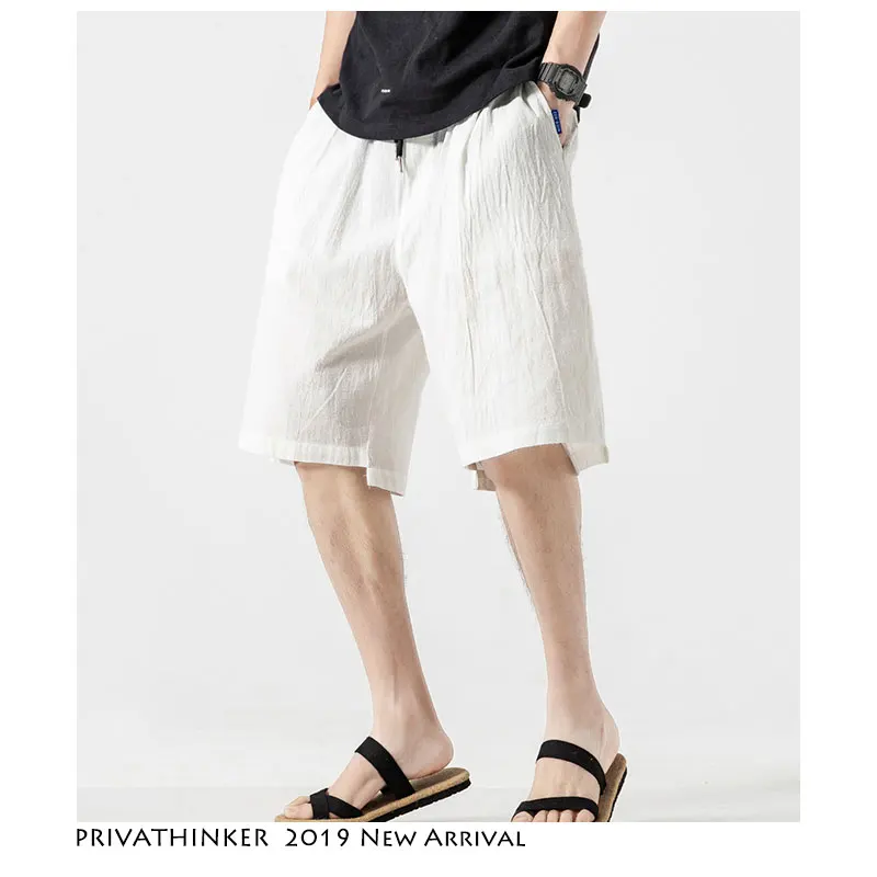 Мужские шорты Privathinker летние повседневные до колена из хлопка и льна в японском