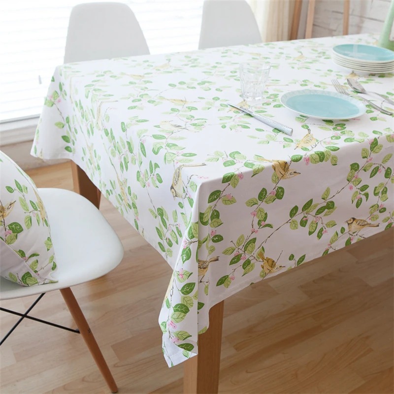 Высокое качество хлопковая скатерть на столе пасторальное дерево рисунок птицы