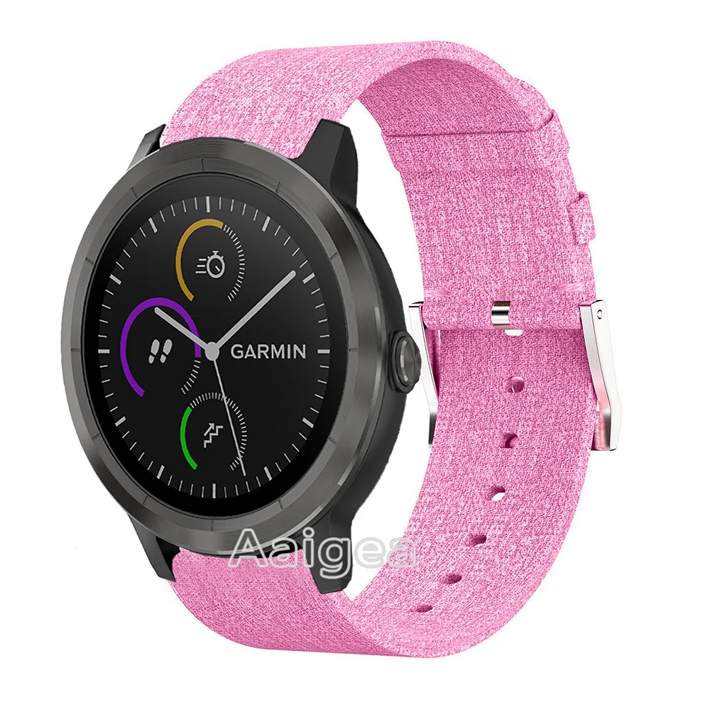 Розовый Тканый тканевый ремешок для наручных часов Garmin Vivoactive 3, сменный модный нейлоновый ремешок для наручных часов, браслет 20 мм - Цвет: Розовый
