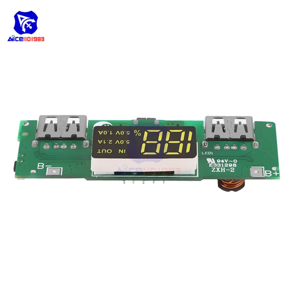 Светодиодный двойной USB 5 В 2.1A микро USB вход банк питания 18650 зарядное устройство плата перезаряда защита от короткого замыкания