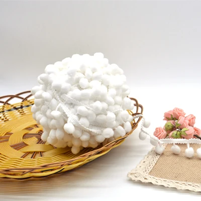 white 000 Новая горячая распродажа 5yd/лот 25 мм Ширина красочные PP мяч эластичная кружевная лента кисточка отделка материалы аксессуары для шитья для украшения дома - Цвет: white 000