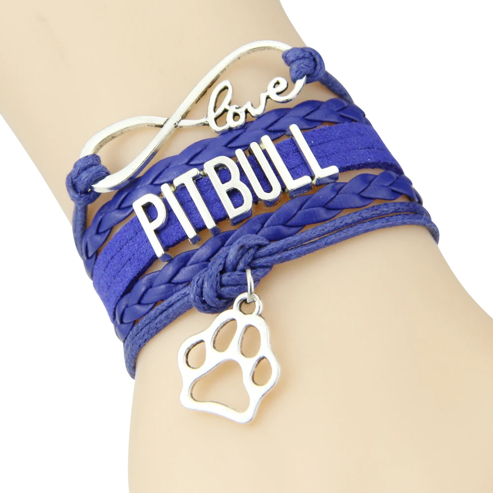 Браслет Fiashion Infinity love PITBULL из веревочной кожи с собачьей лапой очаровательные