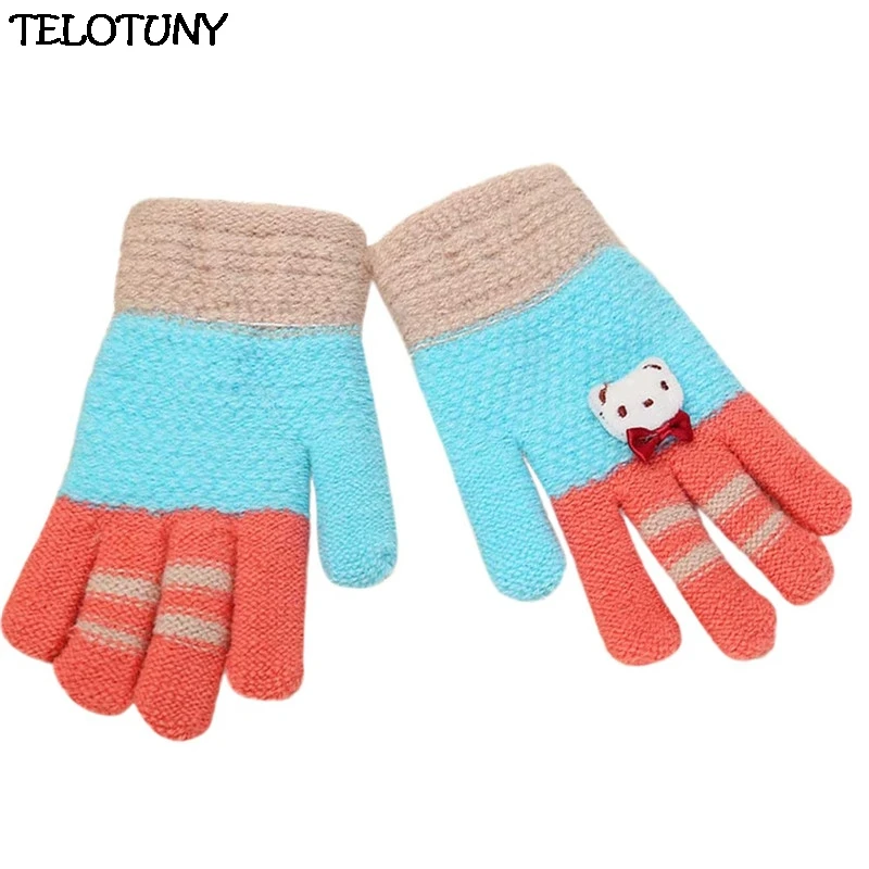 TELOTUNY/ модные детские зимние теплые варежки с рисунком медведя из мультфильма для мальчиков и девочек; перчатки; IU20