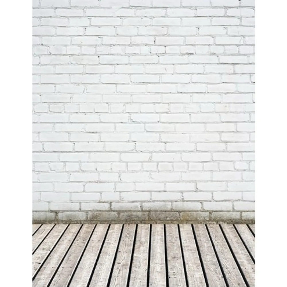 White Brick Wall &amp Wood Floor Portraits Photography Backdrops Thin Vinyl Indoor Studio Digital Printed Backgrounds Photo Props |