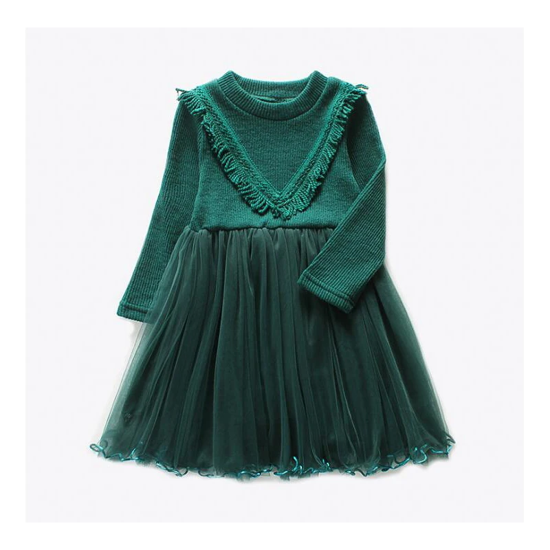 Плотное теплое платье для девочек одежда малышей зимние семейные детские платья