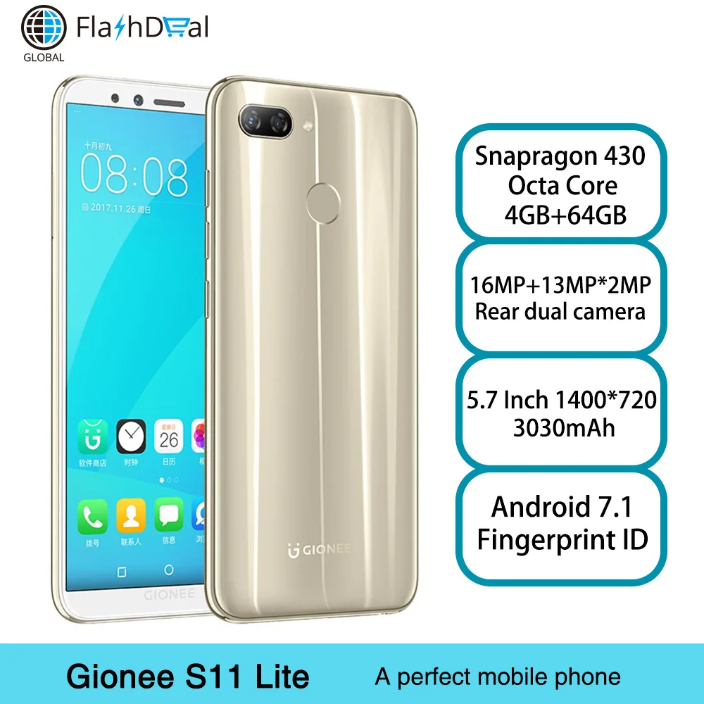Gionee S11 Lite с глобальной версией Android 7 1 мобильный телефон Snapdragon 430 Восьмиядерный 5