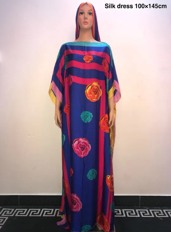 

Sweet European printed silk younger girls silk dress 2019 Fashion Turkey Style women long dress African dress for women