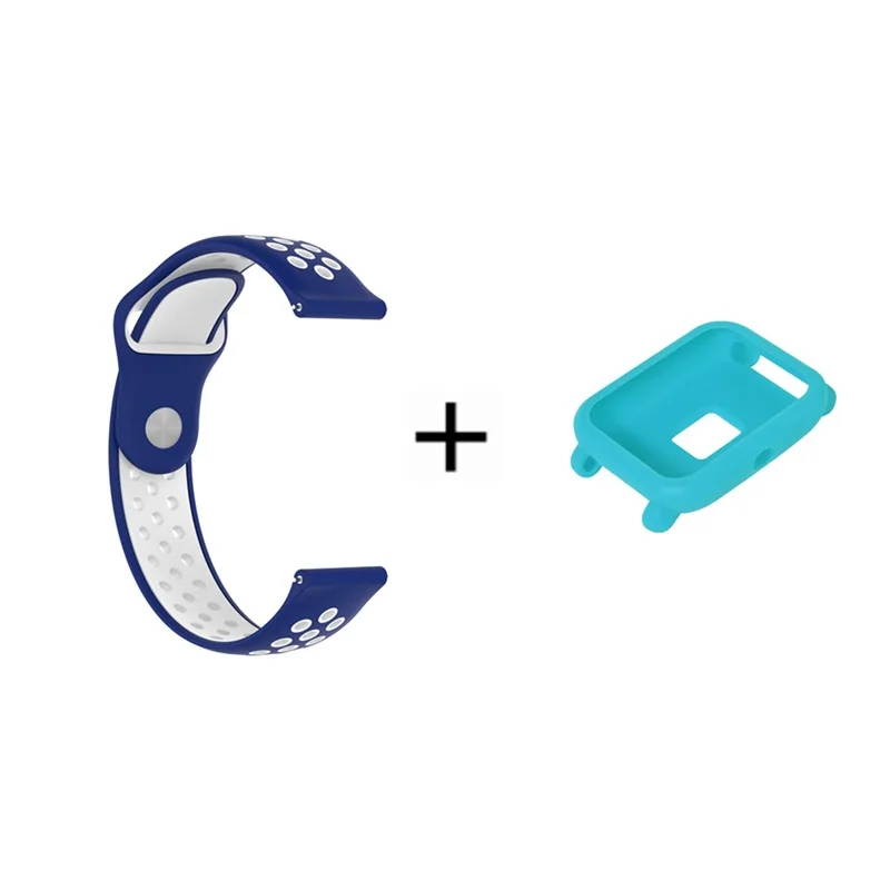 11 2в1 силиконовый ремешок для Xiaomi Huami Amazfit Bip Bit Pace Lite Молодежные Смарт-часы с заменой ремешка браслет+ чехол - Цвет: 11