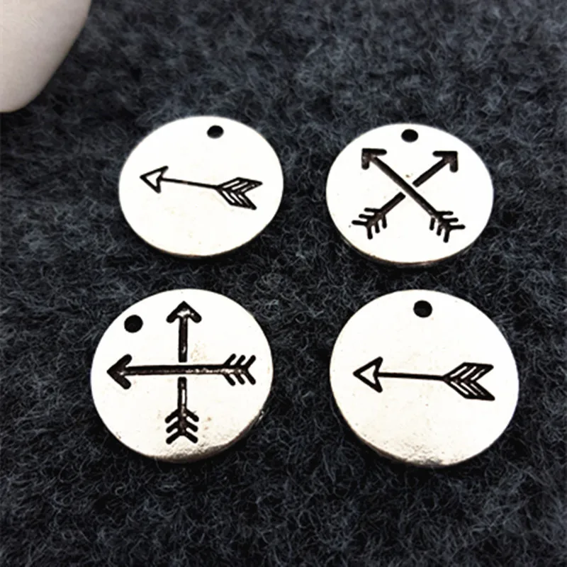 50 шт./партия 18 мм сплав металлический знак стрелы Резные Подвески кулон