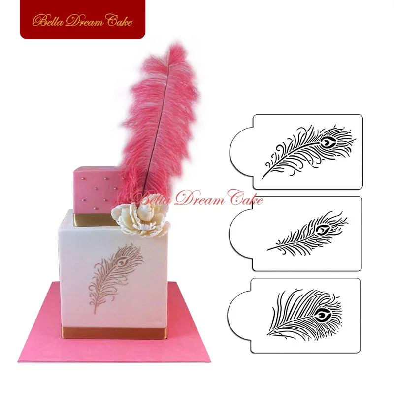 3 шт./компл. трафарет для торта с перьями павлина трафареты украшения цветов на