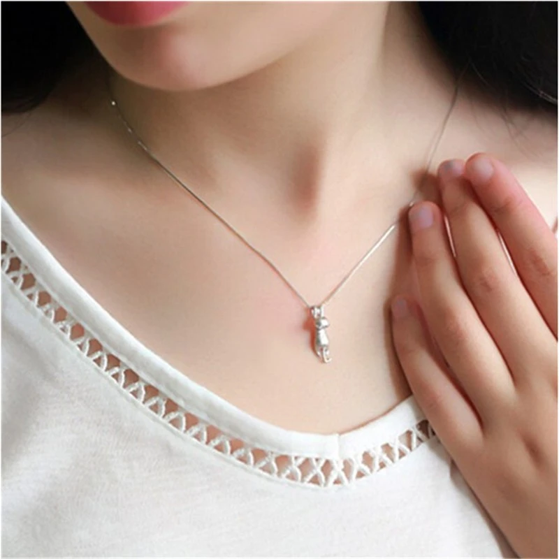 10 шт./лот ожерелье с подвеской в виде милого котенка цепочка серебряное кошки