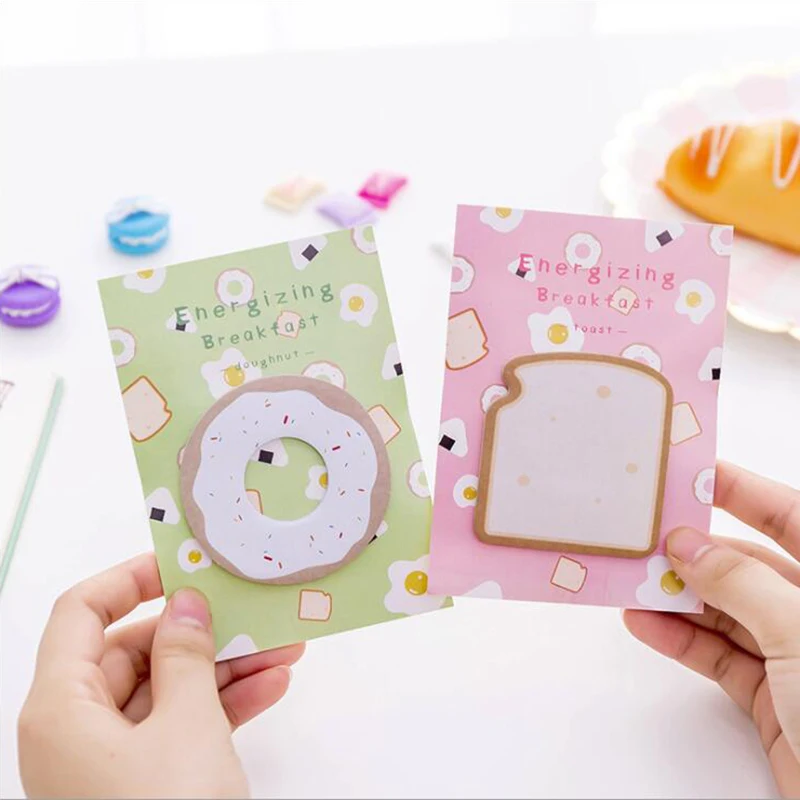 Самоклеющиеся Блокноты с изображением еды Липкие заметки цветные офисные