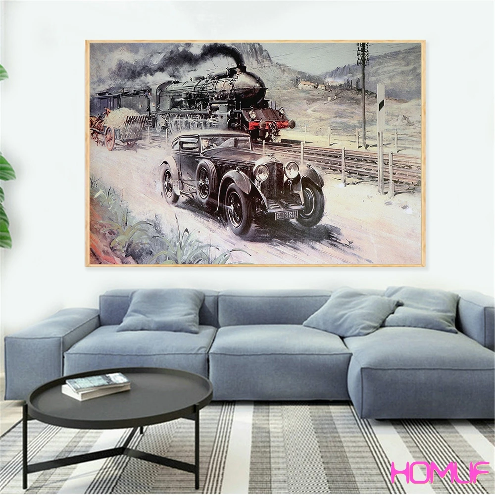 Алмазная мозаика Лондон промышленная революция Поезд Автомобиль Картина