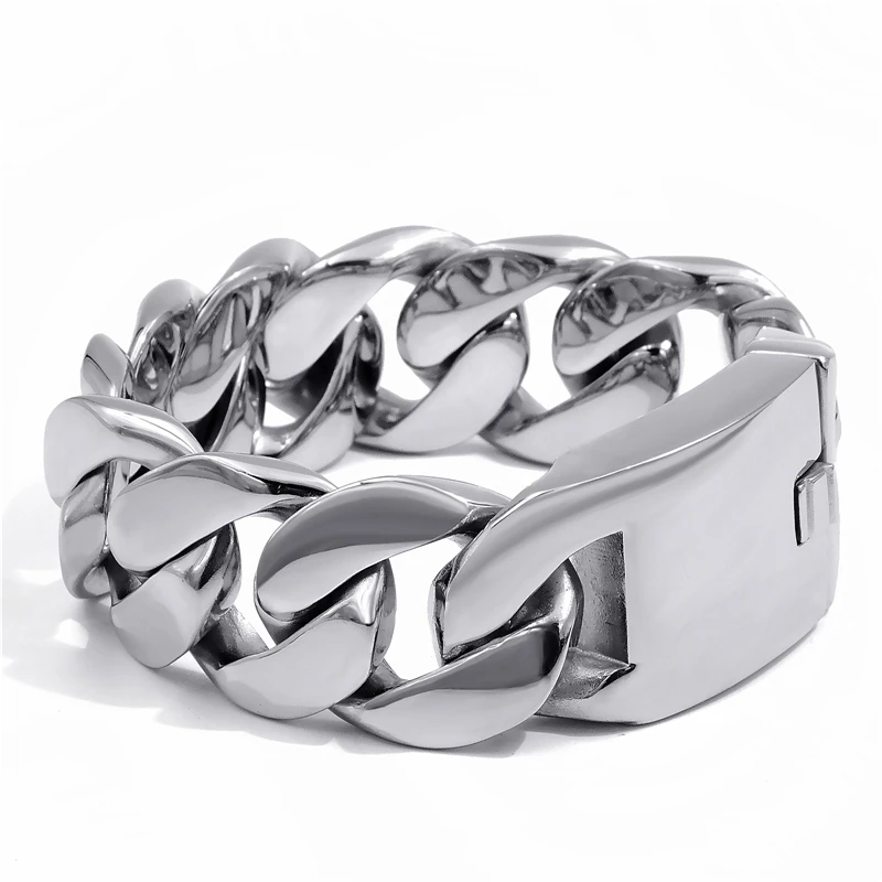 Мужская цепь 25 мм матовая отделка панцирная кубинская браслет из нержавеющей