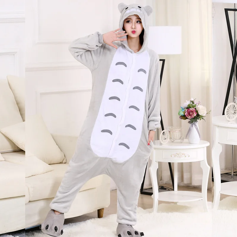 XXL Размер мультфильм Тоторо Onesie для женщин и мужчин пижамы ночной костюм набор