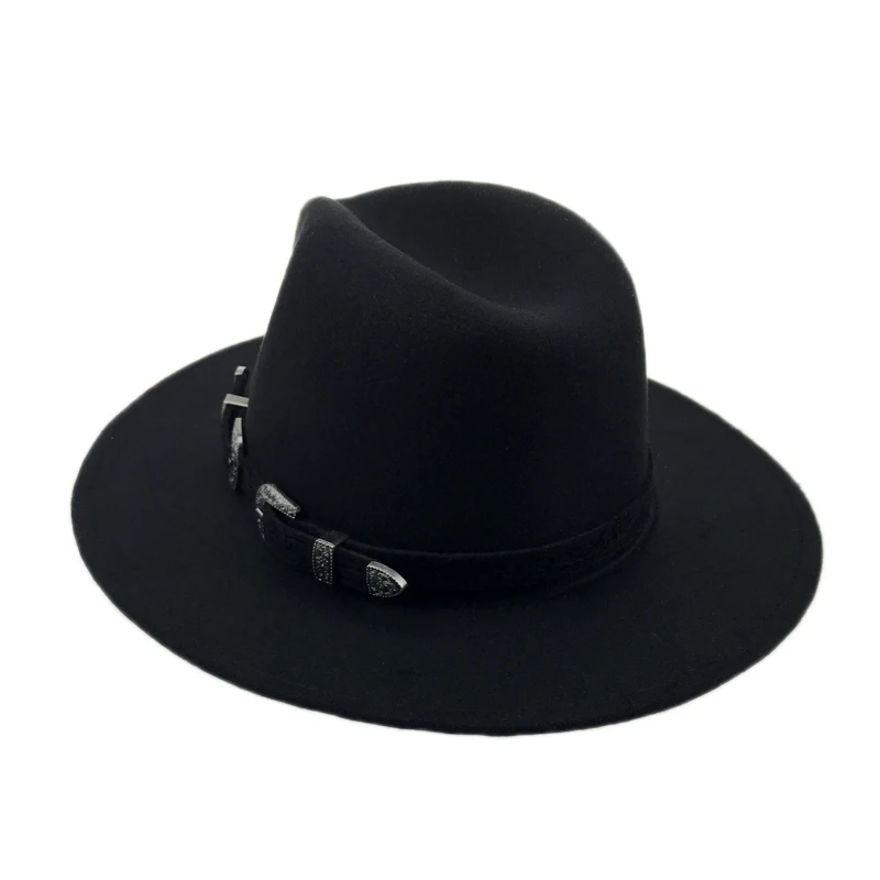 

Winter Panama Hat Women Elegant Felt Caps Male Vintage Trilby Hat Wide Brim Fedora CAPS with Belt Chapeau Homme Feutre YY18016