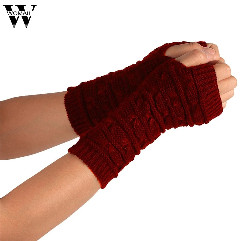 Womail Fashion Несколько цветов Трикотажные Arm Пальцев Зимние перчатки унисекс мягкие теплые варежки jan30/P fed30