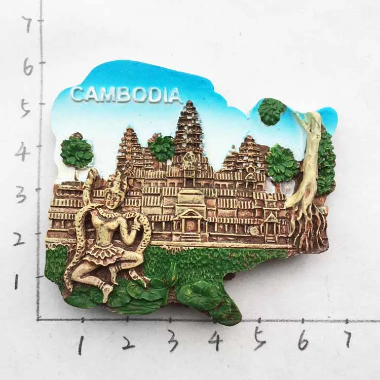 Cambodia Angkor Wat three-dimensional scenery tourist souvenirs magnetic stickers refrigerator | Дом и сад