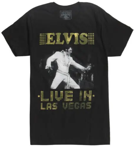 Футболка Elvis Live в Лас-Вегасе Nwt Официальный продукт дизайнерская футболка с