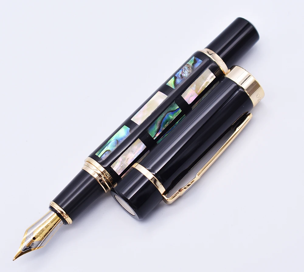 Перьевая ручка Jinhao с ярким жемчугом и зеленым морским узором средний наконечник