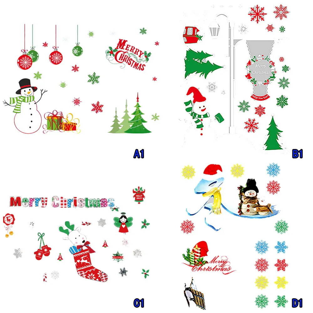Christmas Window Glass PVC Electrostatic Sticker New Year DIY Snow Town Stickers Film Home Decal Festival Decor Supplies | Дом и сад