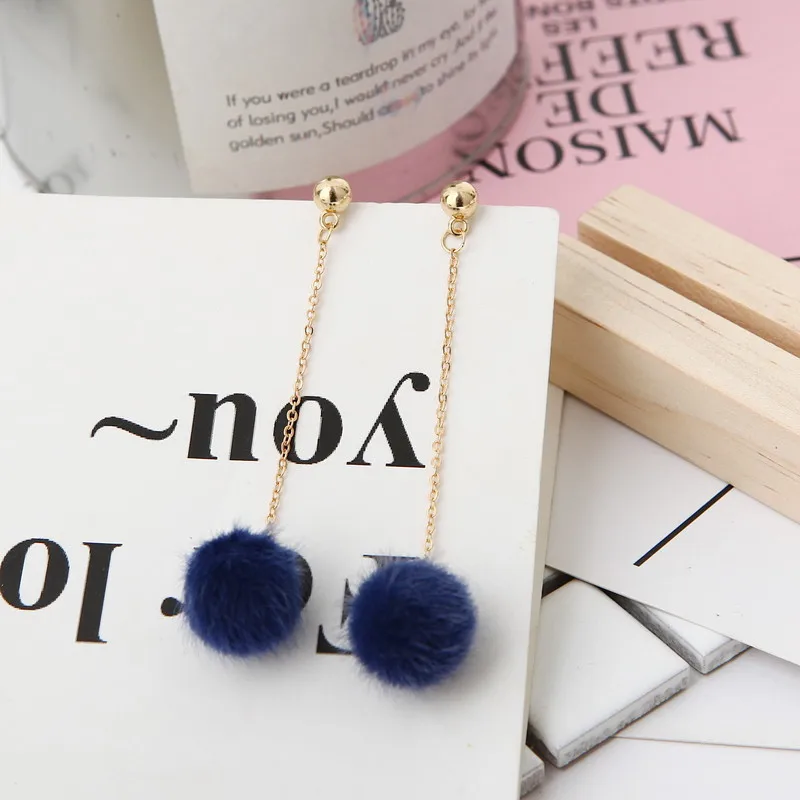 Женские длинные серьги в Корейском стиле с помпоном для волос|long earrings|earrings longplush
