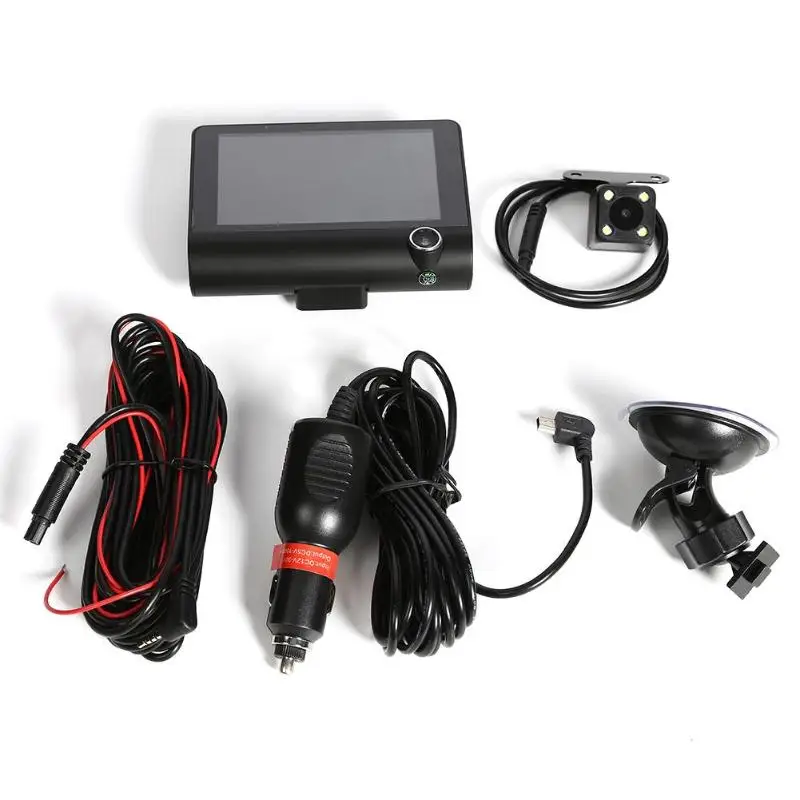 VODOOL SE010 3 объектива Видеорегистраторы для автомобилей Камера Dashcam 4-дюймовый Экран