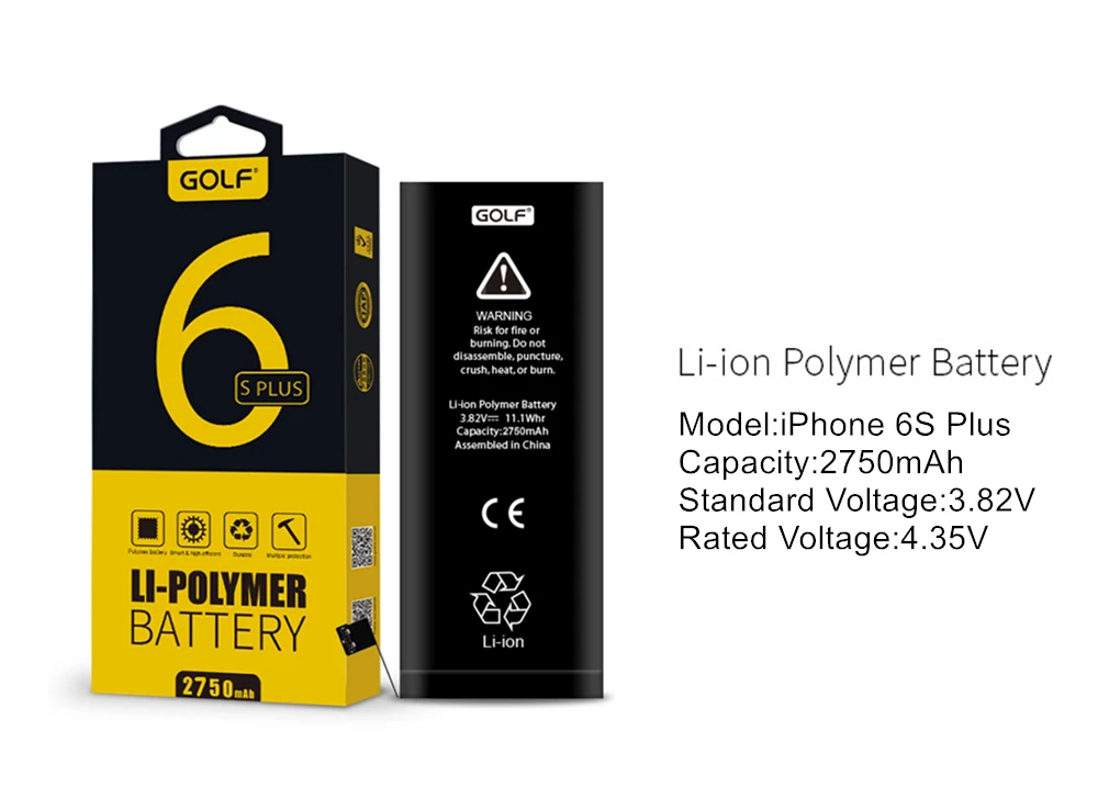 Golf новые оригинальные батареи встроенный телефон батарея для iPhone 4S 5 5S 5C 6 6S 7 Plus Замена батареи+ Полный станок
