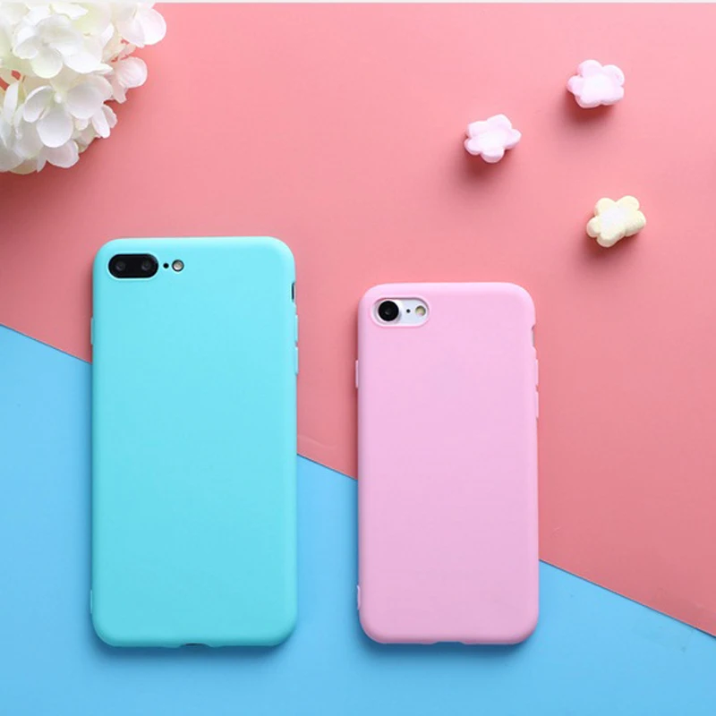 Soft Silicone TPU Cases Candy Color Phone Cover for iPhone 5 5S 6 6S 7 Plus Ultra Thin Back Capa Shell Coque Skin Funda VQ328 |