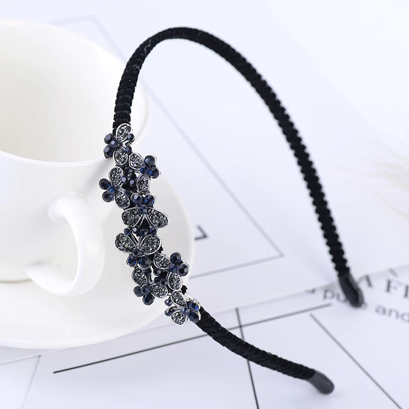 Повязка для волос в виде бабочки серебристого цвета|hair rhinestones accessories|rhinestone hair