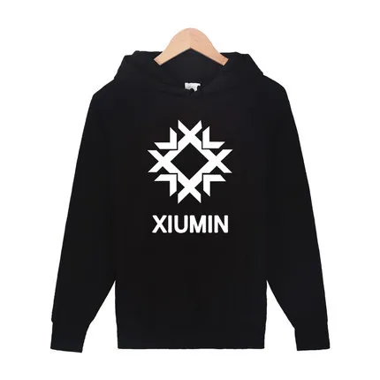 Kpop толстые EXO с тем же толстовка мужская одежда осень и зима плюс черный бархат