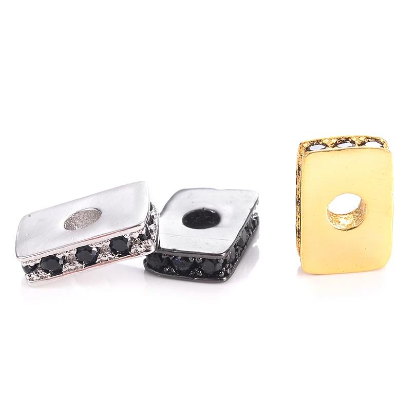 Neovivi Basic Spacer Flat Bead Micro Pave Black CZ Brass Beads for Jewelry Making Bracelets Connector DIY Craft Accessories | Украшения и