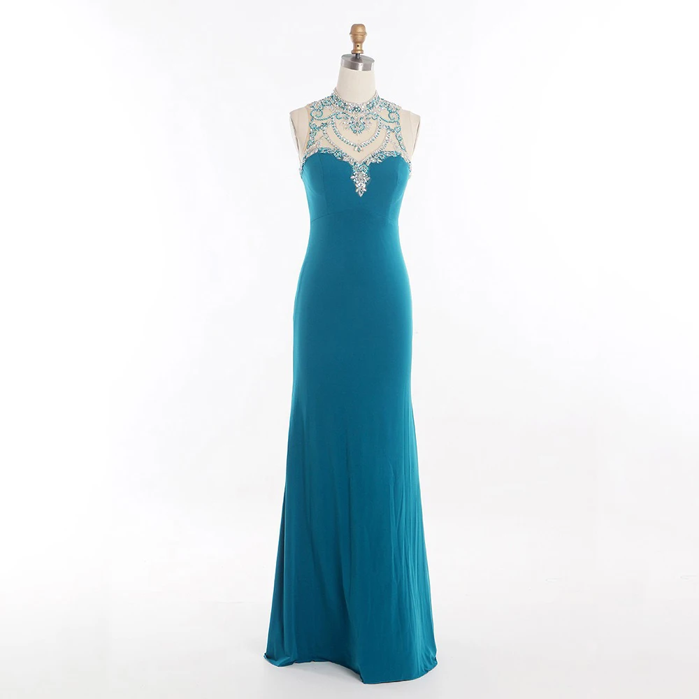 Fashion Vestidos De Festa Rhinestone Halter Evening Dresses 2016 Beaded Sweetheart Illusion Long Slim Prom Gown Party Dress | Свадьбы и