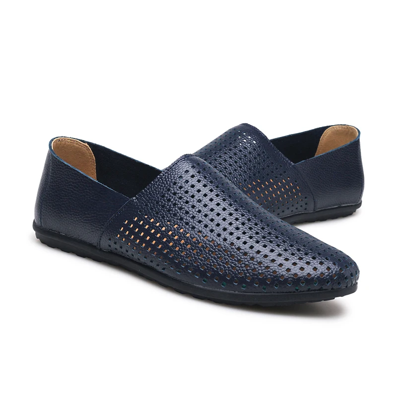 Плюс Размеры 46 Для мужчин повседневная обувь с острым носком полые Обувь кожаная