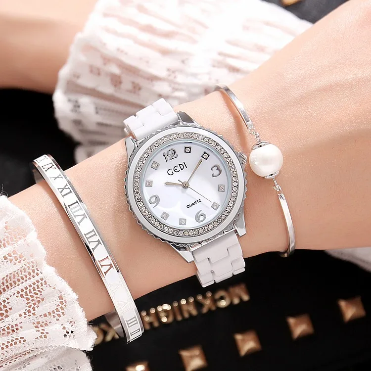 Часы GEDI женские кварцевые с керамическим ремешком 3 шт. hodinky brand hodinky womenhodinky women luxury